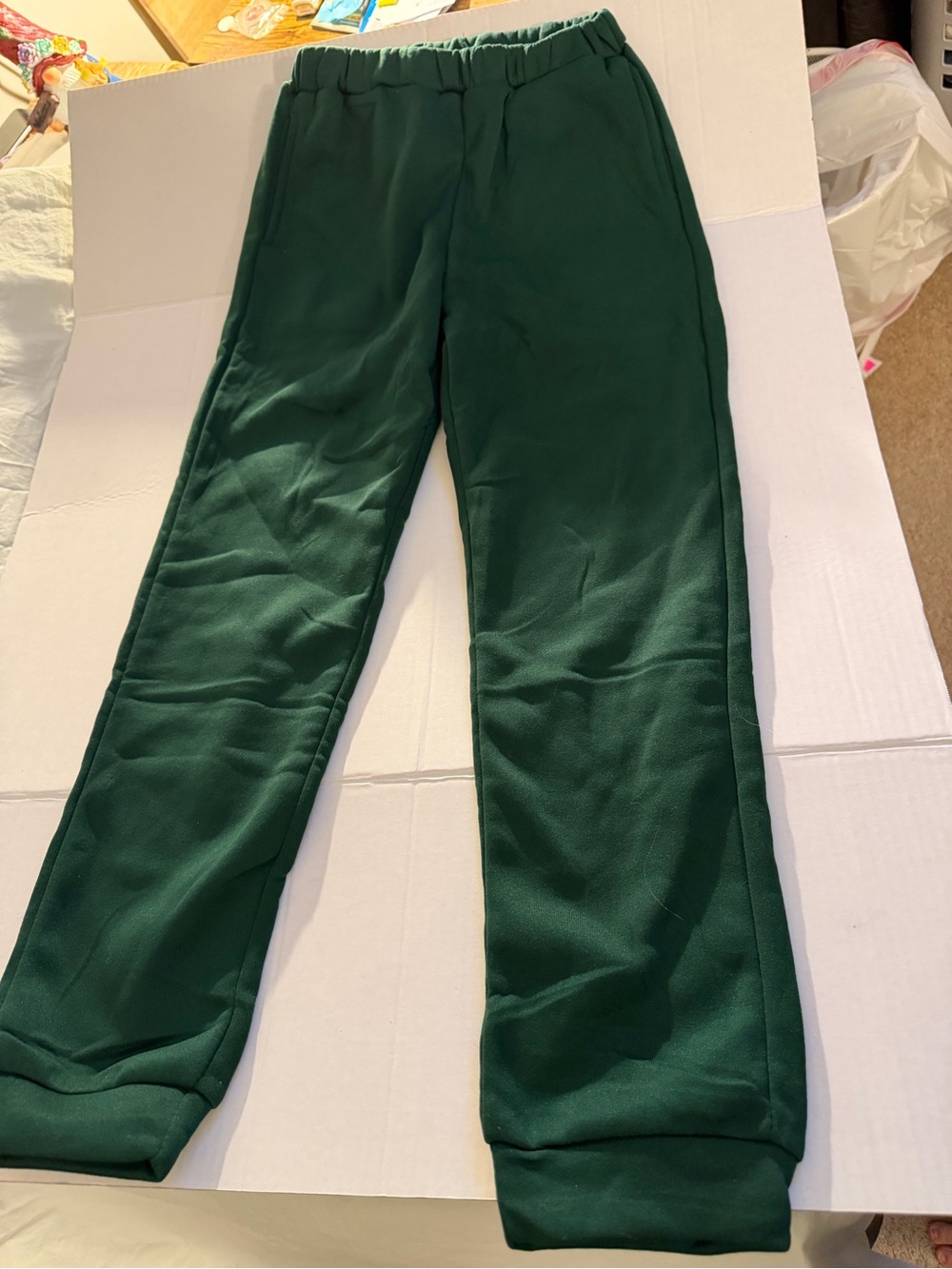 #254 Kids Green thick Elastic-Waist Track Pants